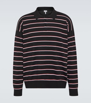 Striped cotton polo sweater