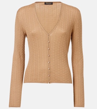 Cable-knit cashmere and silk cardigan 