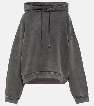 Faded-wash oversized-fit cotton-jersey hoody