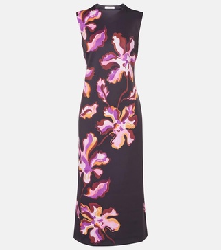 Floral neoprene midi dress