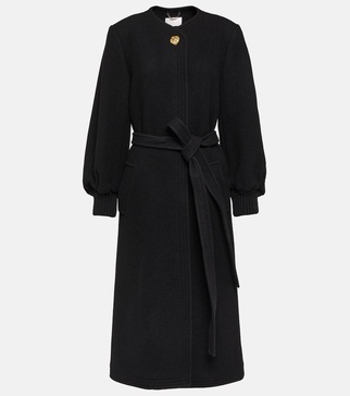 Wool-blend wrap coat