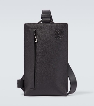 Vertical T Pocket grained leather belt bag