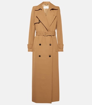 Wool-blend gabardine trench coat