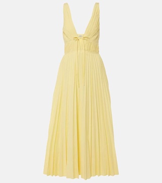 Stephanie pleated cotton-blend maxi dress