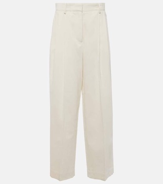 High-rise silk and cotton wide-leg pants