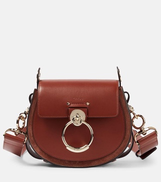 Tess Small suede-trimmed leather shoulder bag