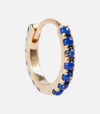 Eternity 14kt gold single hoop earring with lapis