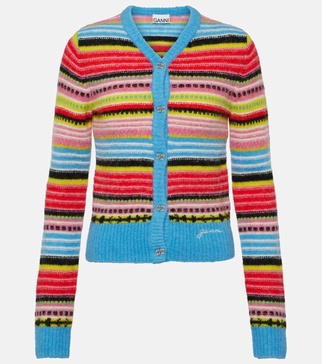 Striped wool-blend cardigan 