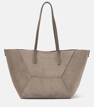 Large suede tote bag