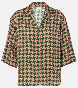 Houndstooth satin shirt 