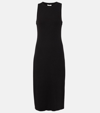 Ribbed-knit jersey midi dress