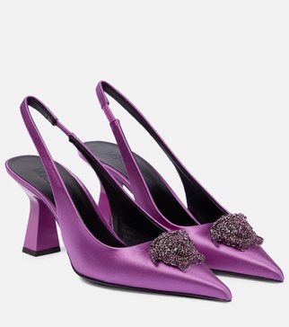 La Medusa satin slingback pumps