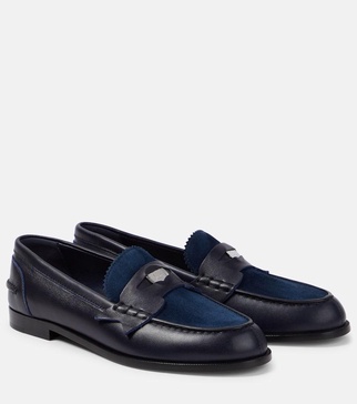 Penny suede-trimmed leather loafers