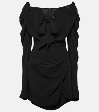 Bow-detail draped minidress