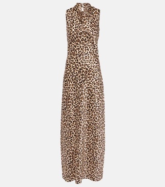 Kura leopard-print silk-blend maxi dress