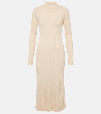 Carmen ribbed-knit high-neck midi dress