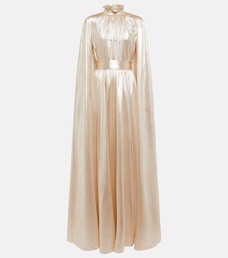 Macie Lamé Cape Gown