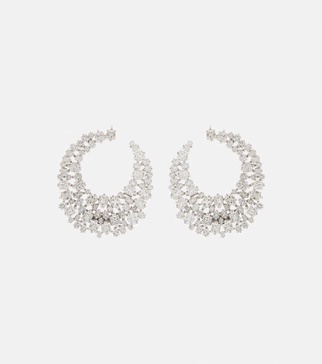 18kt white gold hoop earrings with diamonds