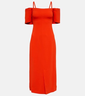 Off-shoulder cady midi dress