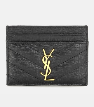 Monogram quilted leather card holder