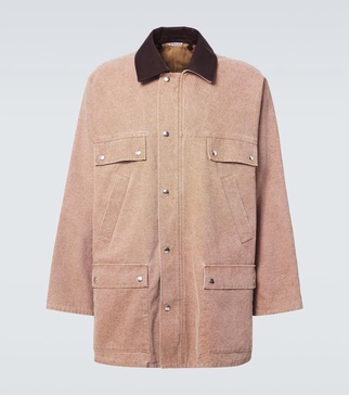 Leather-trimmed cotton canvas jacket