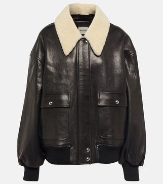 Shellar shearling-trimmed leather jacket