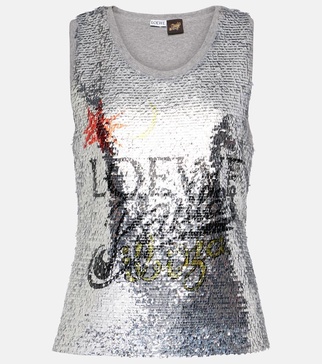 Paula's Ibiza logo sequined tank top