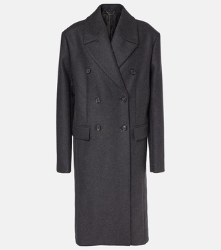 Double-breasted wool-blend felt coat