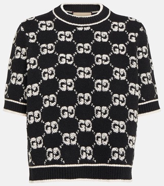 GG jacquard wool curly top