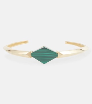 Deco Rombo 9kt gold arm cuff with malachite