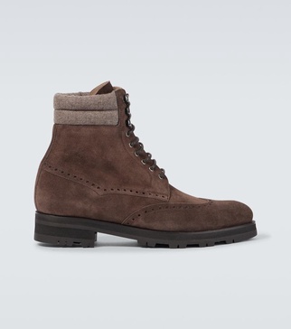 Sapele suede lace-up boots