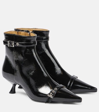 Eyelets faux leather ankle boots