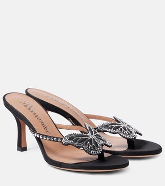 Butterfly 75 embellished satin mules