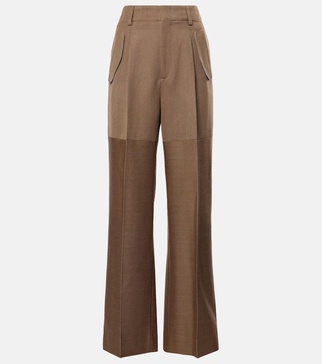 Paneled wool wide-leg pants