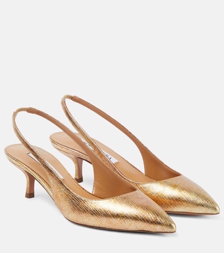 Purist 50 metallic leather slingback pumps