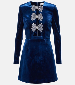 Vivicia bow-detail velvet minidress