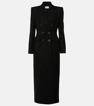 Pinstripe wool-blend coat