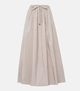 Pleated taffeta maxi skirt