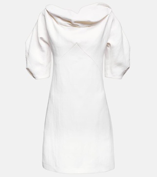 A-line linen-blend minidress