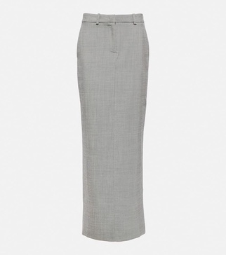 Checked wool maxi skirt