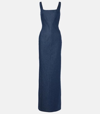 The Dress From Nîmes Stripped Denim Strapless Dress