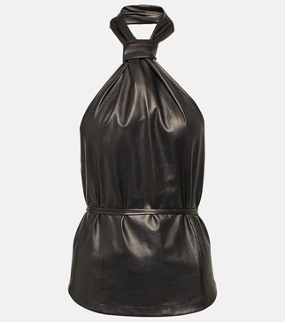 Halterneck leather top