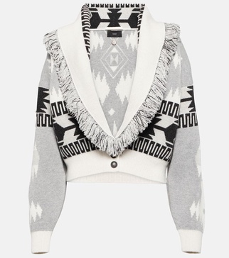 Icon jacquard wool and cashmere cardigan