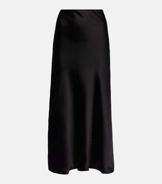 High-rise satin maxi skirt