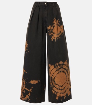 Printed cotton wide-leg pants