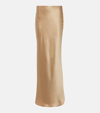 Silk satin maxi skirt