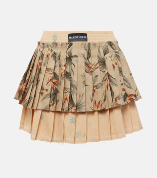 Upcycled Household pleated linen miniskirt