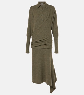 Draped wool and cashmere polo dress