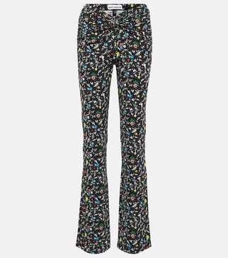 Printed high-rise crêpe pants