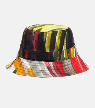 Printed silk bucket hat